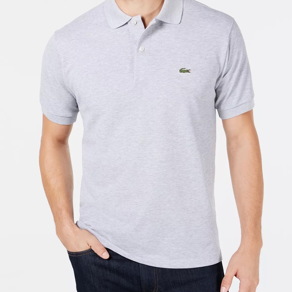 NWOT Men's Classic Fit L.12.12 Short Sleeve Polo SILVER CHYNE GREY